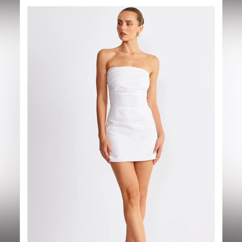 SNDY white mini linen dress